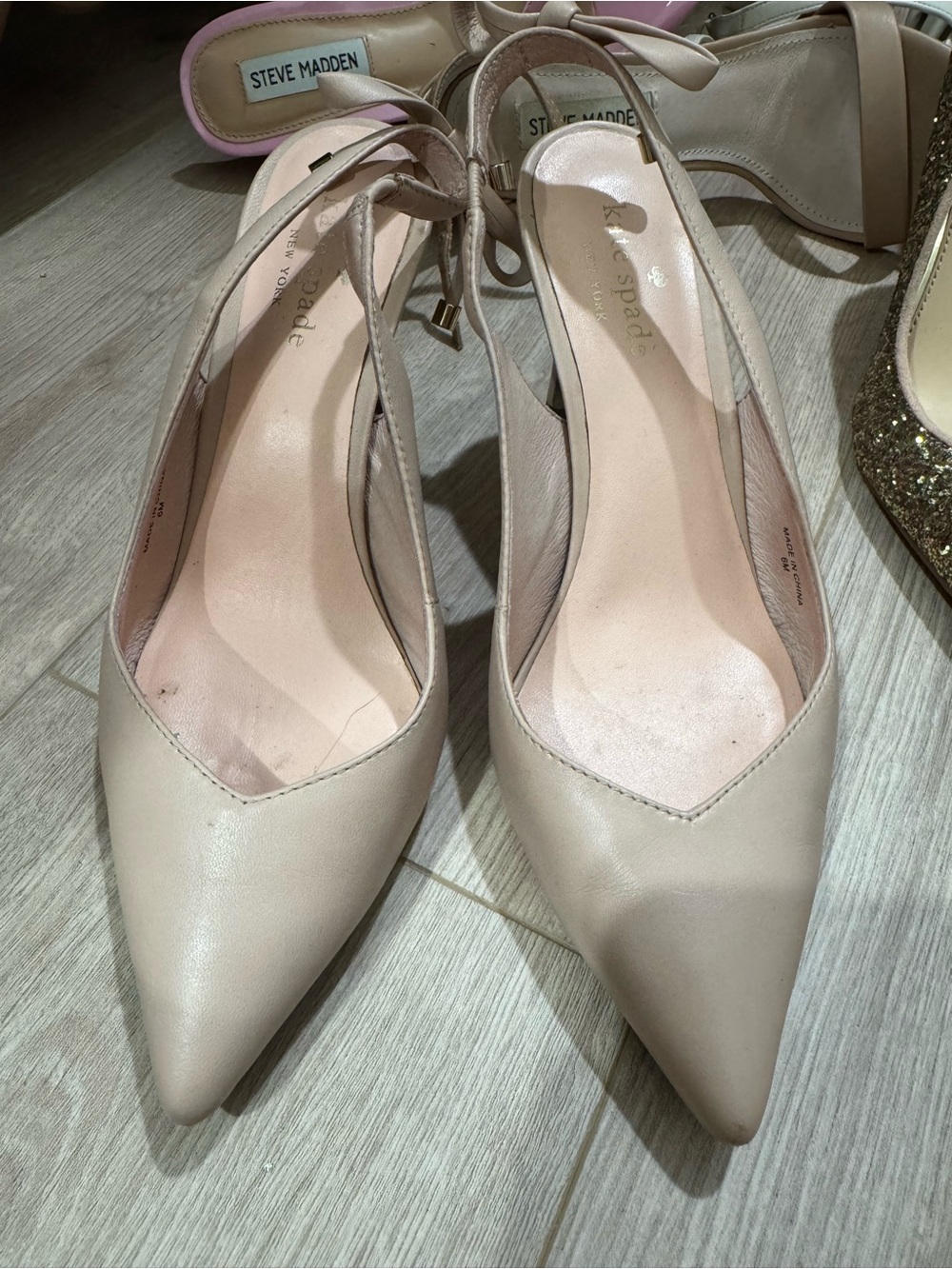 kate spade Blush Nude Pointed-Toe Slingback Heels